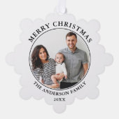 ミニマルモダン主義のメリークリスマスフォト オーナメントカード (正面)