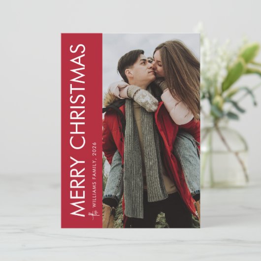 ミニマルモダン主義のメリークリスマスフォト シーズンカード (スタンド正面)