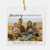 ミニマルモダン主義のメリークリスマスフォト セラミックオーナメント (正面)