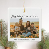 ミニマルモダン主義のメリークリスマスフォト セラミックオーナメント