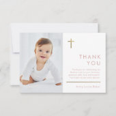 ミニマルモダン主義の写真バプテスマ サンキューカード (正面)