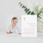 ミニマルモダン主義の写真バプテスマ サンキューカード (スタンド正面)
