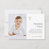 ミニマルモダン主義の写真バプテスマ サンキューカード (正面)