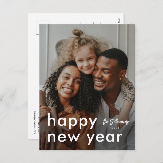 ミニマルモダン主義の写真新年 シーズンポストカード (正面/裏面)