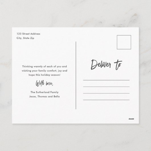 ミニマルモダン主義の写真新年 シーズンポストカード (裏面)