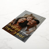 ミニマルモダン主義の写真新年 箔シーズンカード (回転した状態)