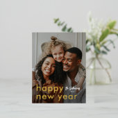 ミニマルモダン主義の写真新年 箔シーズンポストカード (立ち正面)