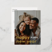 ミニマルモダン主義の写真新年 箔シーズンポストカード (正面/裏面)