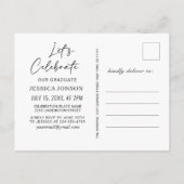 ミニマルモダン主義の卒業パーティーの写真 案内ポストカード (裏面)