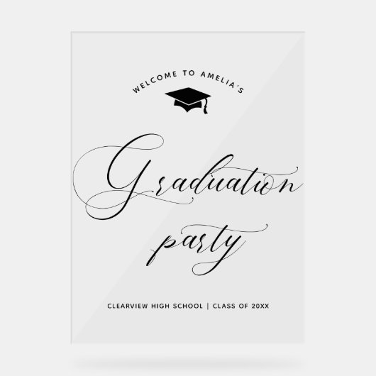 ミニマルモダン主義の卒業パーティーへようこそ アクリルサイン (正面)