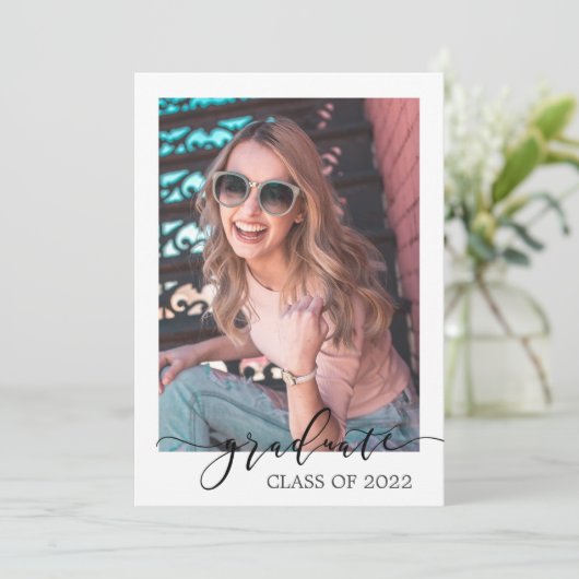 ミニマルモダン主義の卒業写真写真 案内状 (スタンド正面)