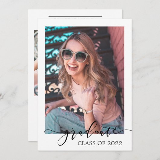 ミニマルモダン主義の卒業写真写真 案内状 (正面/裏面)