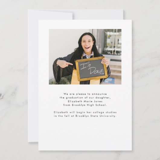 ミニマルモダン主義の大学院写真卒業 案内状 (裏面)