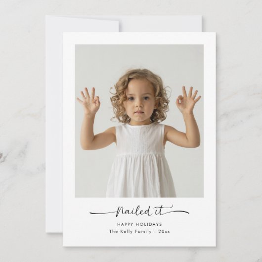 ミニマルモダン主義の家族の写真クリスマス シーズンカード (正面)