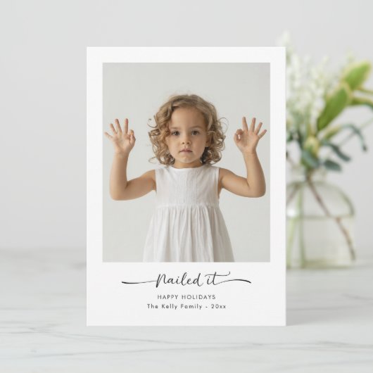 ミニマルモダン主義の家族の写真クリスマス シーズンカード (スタンド正面)