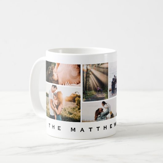 ミニマルモダン主義の家族の写真コラージュ コーヒーマグカップ (正面左)