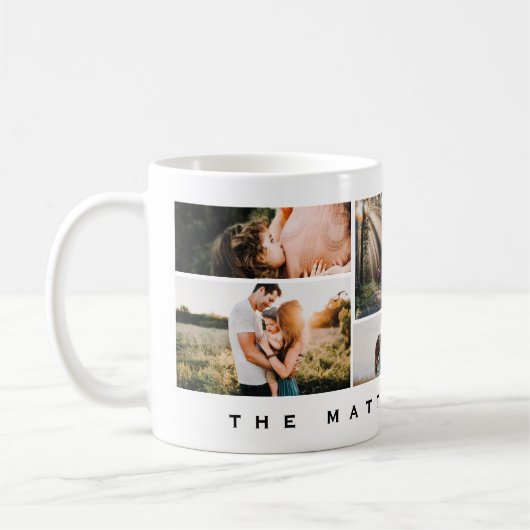 ミニマルモダン主義の家族の写真コラージュ コーヒーマグカップ (左)