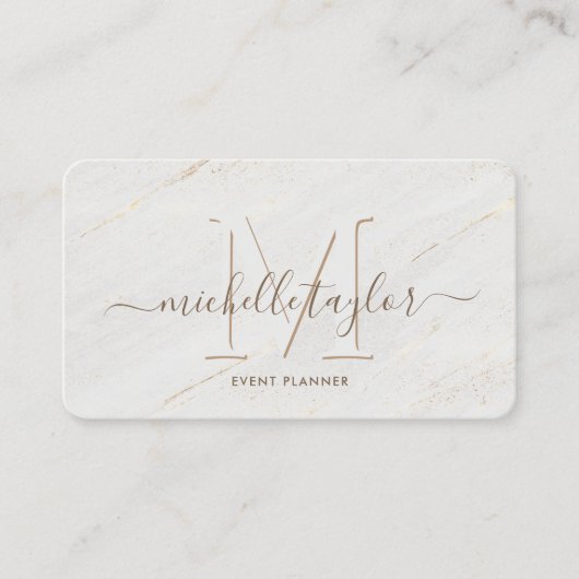 ミニマルモダン主義の白い大理石モノグラム署名 名刺 (正面)