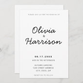 ミニマルモダン主義の白黒が一つ結婚で 招待状 (正面/裏面)