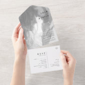 ミニマルモダン主義の白黒の写真 オールインワン招待状 (貼ってはがせる)