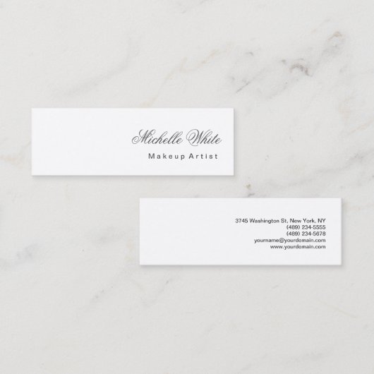 ミニマルモダン主義の素朴なメイクアップアーティスト スキニー名刺 (正面/裏面)