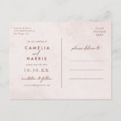 ミニマルモダン主義の結婚式の日付を保存 インビテーションポストカード (裏面)