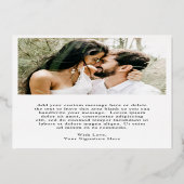 ミニマルモダン主義の結婚式の日付を保存 箔招待状 (裏面)