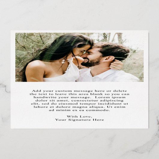 ミニマルモダン主義の結婚式の日付を保存 箔招待状 (裏面)