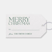 ミニマルモダン主義の緑のメリークリスマス ギフトタグ (正面(横))
