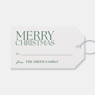 ミニマルモダン主義の緑のメリークリスマス ギフトタグ