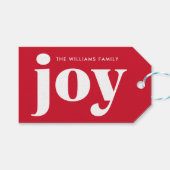 ミニマルモダン主義の赤い聖降誕祭の喜び ギフトタグ (正面(横))