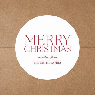 ミニマルモダン主義の赤メリークリスマス ラウンドシール
