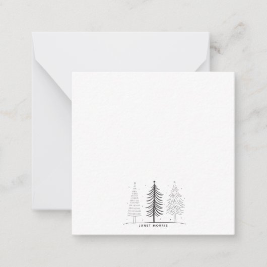ミニマルモダン主義の黒と白のクリスマスツリー ノートカード (正面)
