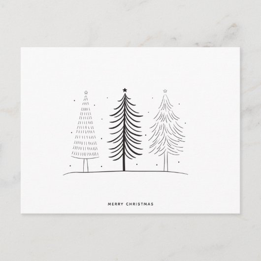ミニマルモダン主義の黒と白のクリスマスツリー ポストカード (正面)