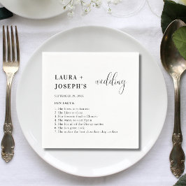 ミニマルモダン主義エレガントな結婚式おもしろい事実 スタンダードカクテルナプキン