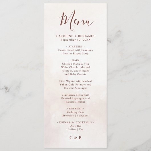 ミニマルモダン主義エレガントな結婚式 メニュー (正面)