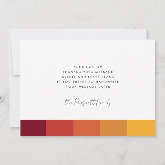 ミニマルモダン主義ハッピーサンクスギビング シーズンカード (裏面)