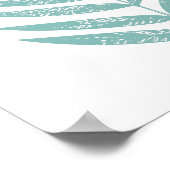 ミニマルモダン主義ファーンリーフラインアートティール（緑がかった色）グリーン ポスター (角)