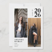ミニマルモダン主義フォトコラージュ卒業 招待状 (正面)