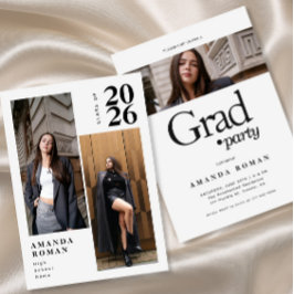 ミニマルモダン主義フォトコラージュ卒業 招待状