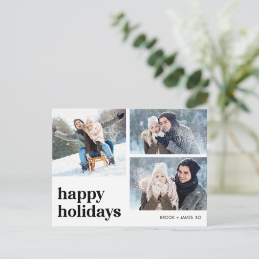 ミニマルモダン主義フォトハッピー休日クリスマス ポストカード (スタンド正面)