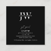 ミニマルモダン主義フルフォトグラファー黒 スクエア名刺 (裏面)