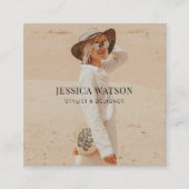 ミニマルモダン主義フルフォトグラファー黒 スクエア名刺 (正面)