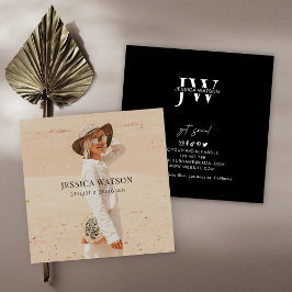 ミニマルモダン主義フルフォトグラファー黒 スクエア名刺