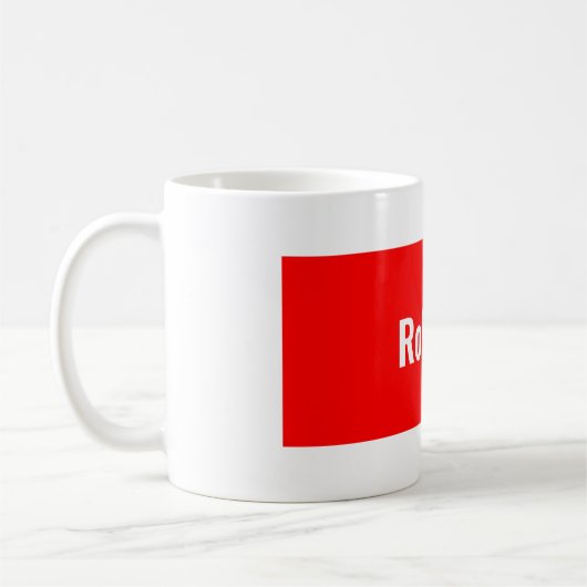 ミニマルモダン主義プレインレッドお名前 コーヒーマグカップ (左)