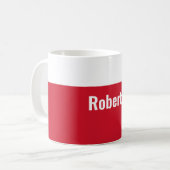 ミニマルモダン主義プレインレッドお名前 コーヒーマグカップ (正面左)