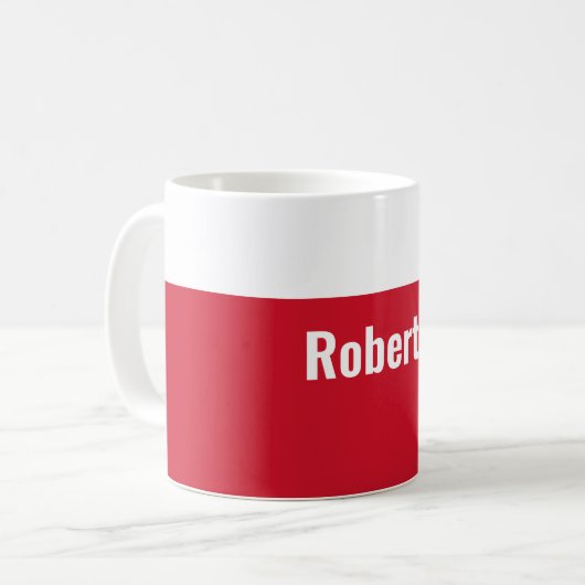 ミニマルモダン主義プレインレッドお名前 コーヒーマグカップ (正面左)