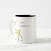 ミニマルモダン主義メリークリスマスのトナカイ ツートーンマグカップ (正面左)