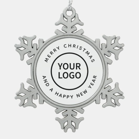 ミニマルモダン主義メリークリスマスオフィスデコール スノーフレークピューターオーナメント (正面)