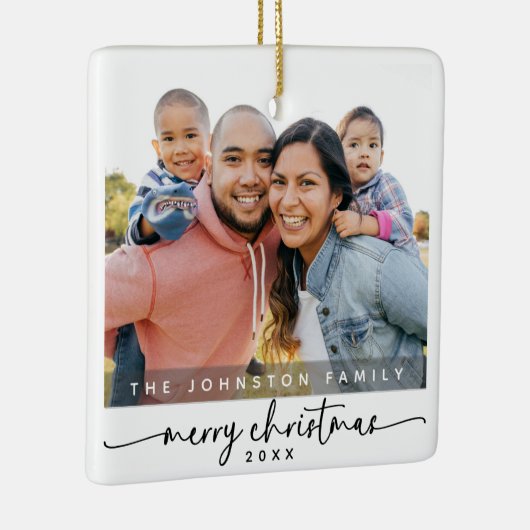 ミニマルモダン主義メリークリスマス家族の写真 セラミックオーナメント (右)
